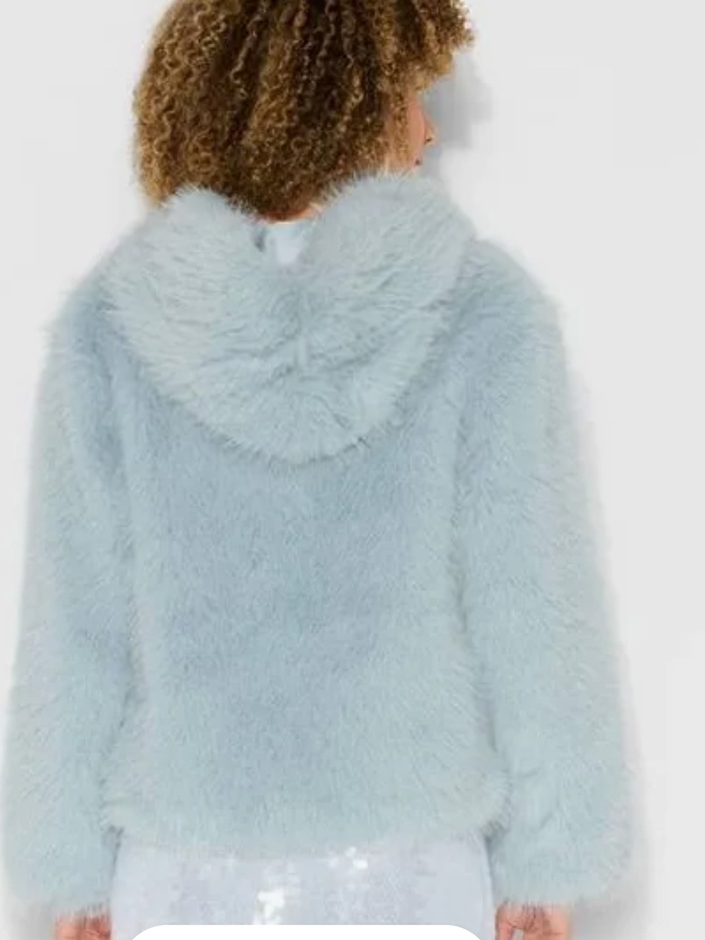 Wild fable Pastel Blue Faux Fur Hooded Jacket Medium Retail $55 - Picture 2 of 3